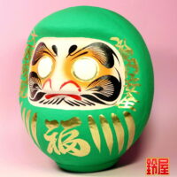 取引先への会長就任祝い：福だるま・緑色の左側面画像